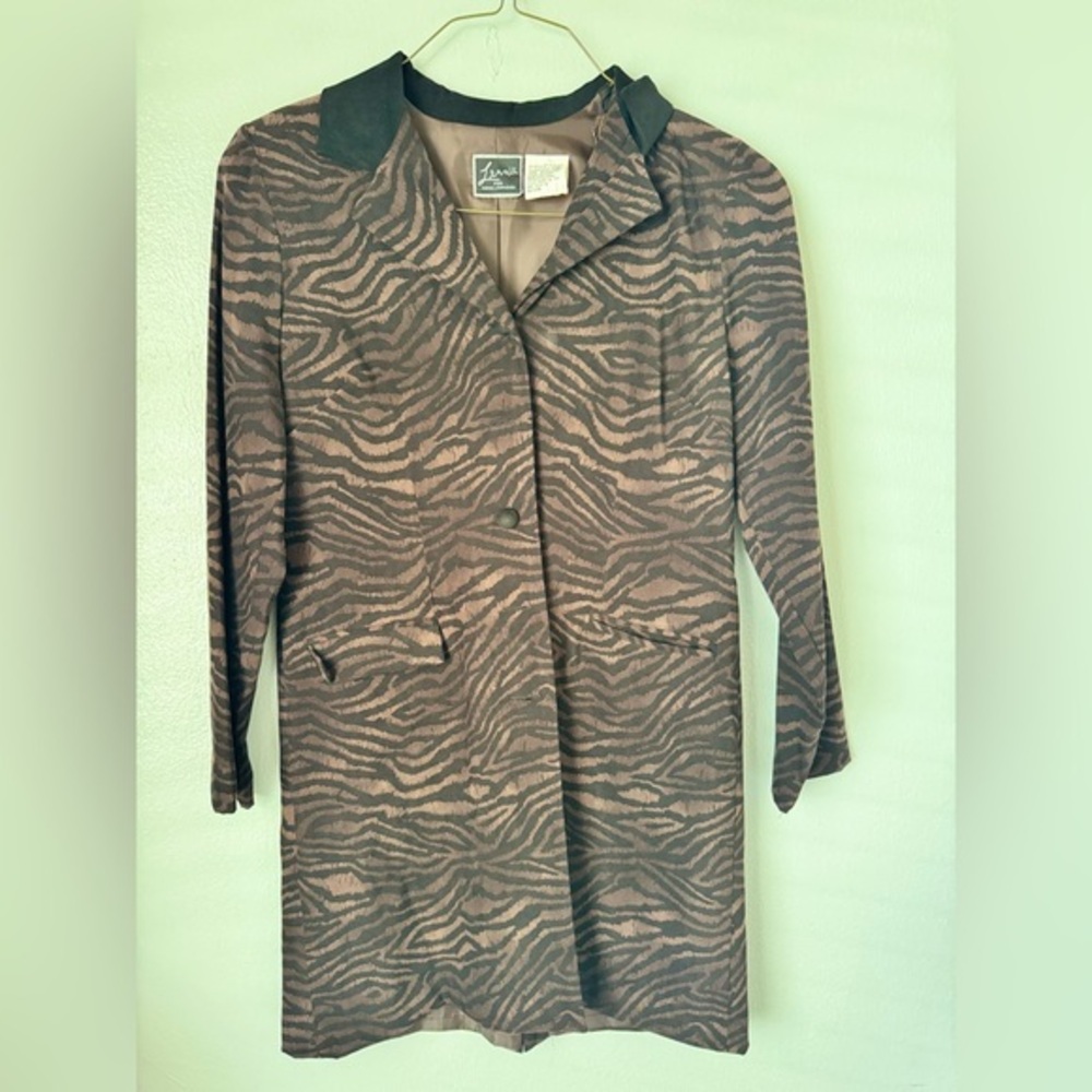 Vintage Nina Lenard Tiger Print Coat | Animal Print Statement Jacket 10